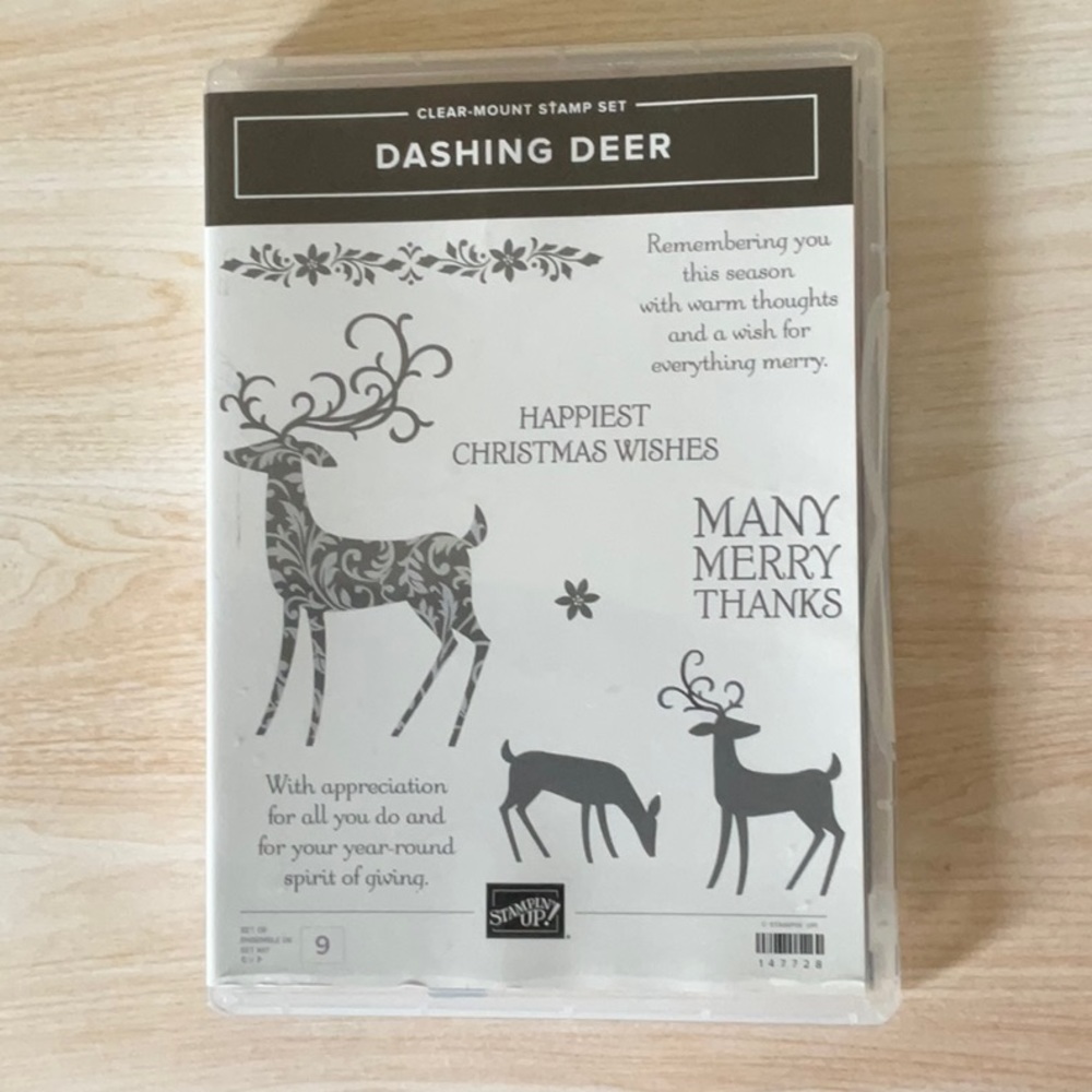 Retired Dashing Deer stamp set and matching Detailed deer dies